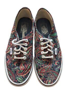 Vans Womens Size 8.5 Paisley Print Canvas Sneakers With White Laces & Rubber Sol